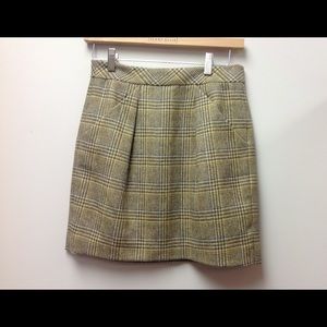 J. Crew Brown Plaid Skirt Blue Tartan Wool
